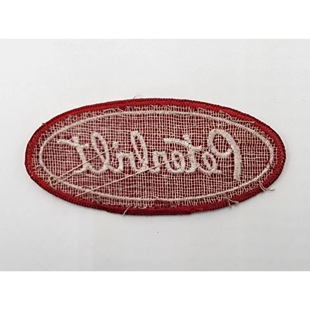 VTG PETERBILT PATCH RED‎ WHITE LETTERING TRUCKER EMBROIDERED SEW ON